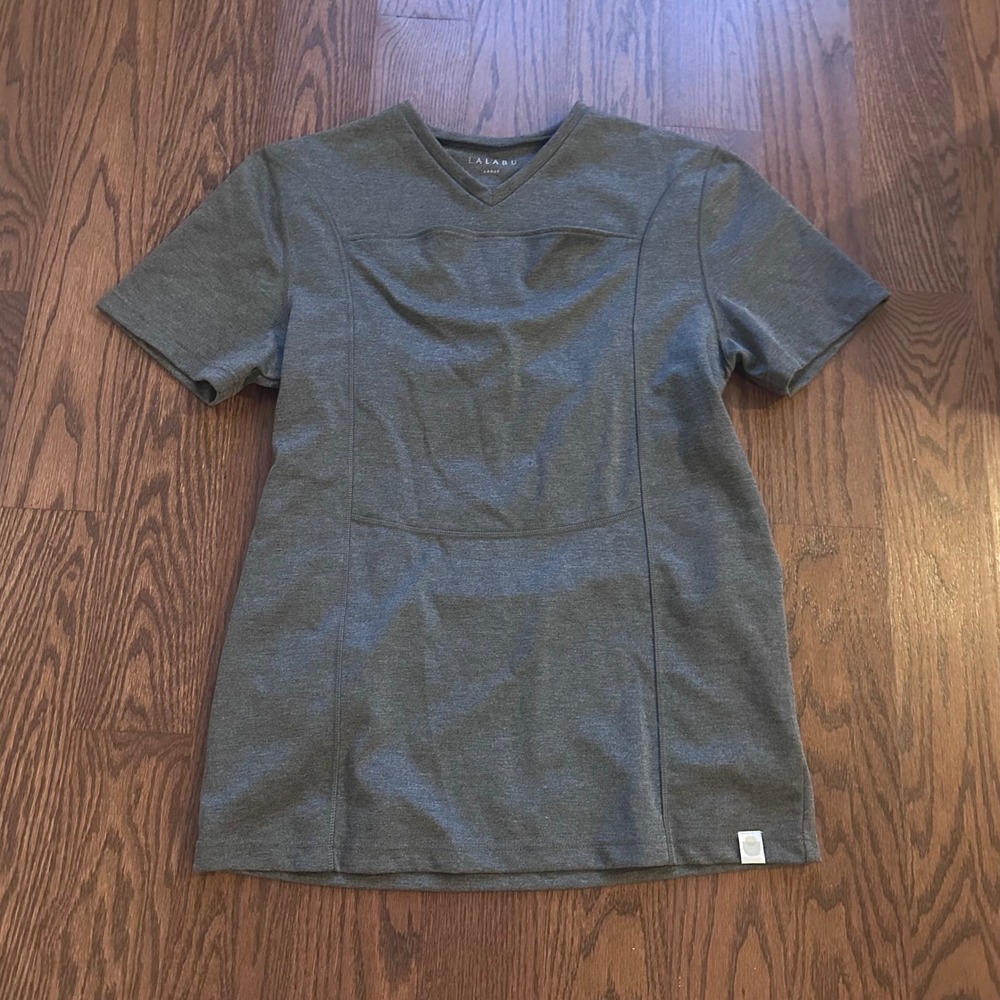 Lalabu Dad Shirt Babywearing Carrier V-Neck Tee Heather Charcoal Gray Large